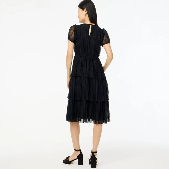 NWT J. CREW Pleated Flock-Dot Puff-Sleeve Dress SZ 8 - Picture 5 of 15